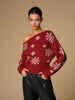 Emilia | Asymmetrisches Stricktop mit Schnee-Flocken-Muster