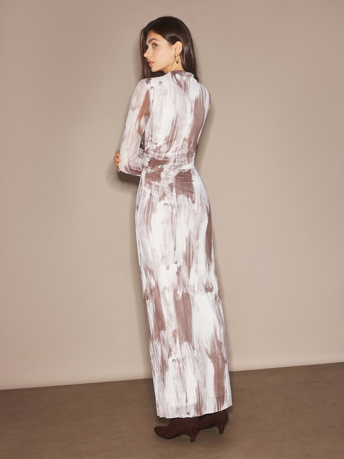 Emily | Tye Dye Bedrucktes Mesh-Kleid ohne Gürtel