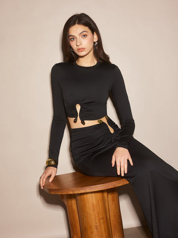 Laura | U-Ring Cutout Crop Rock Set