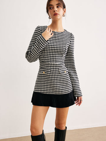 Klara | Houndstooth Panel Kurzkleid