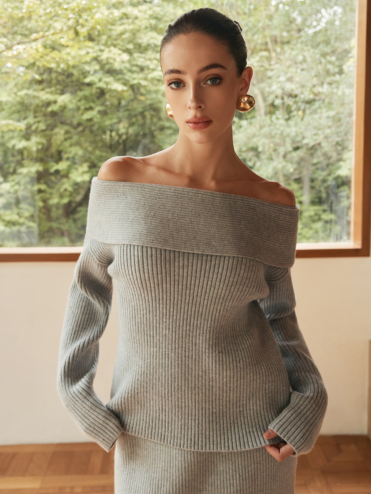 Sophia | Eleganter Off-Shoulder Pullover-Koordinatenset