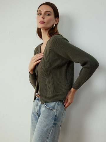 Emma | Retro Knopf-Twist Cardigan