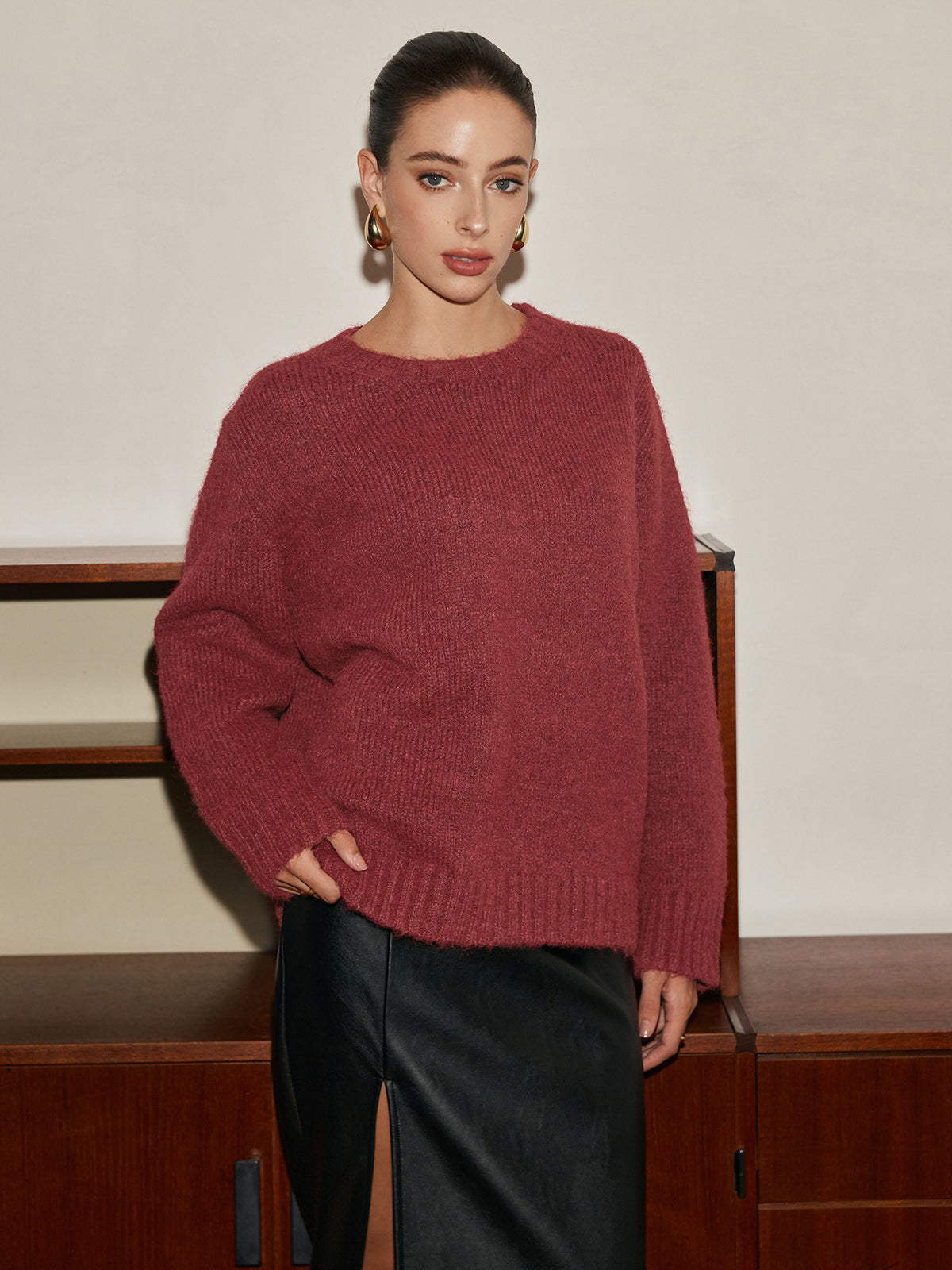 Max | Modischer Wollmischpullover mit anpassbarem Schal