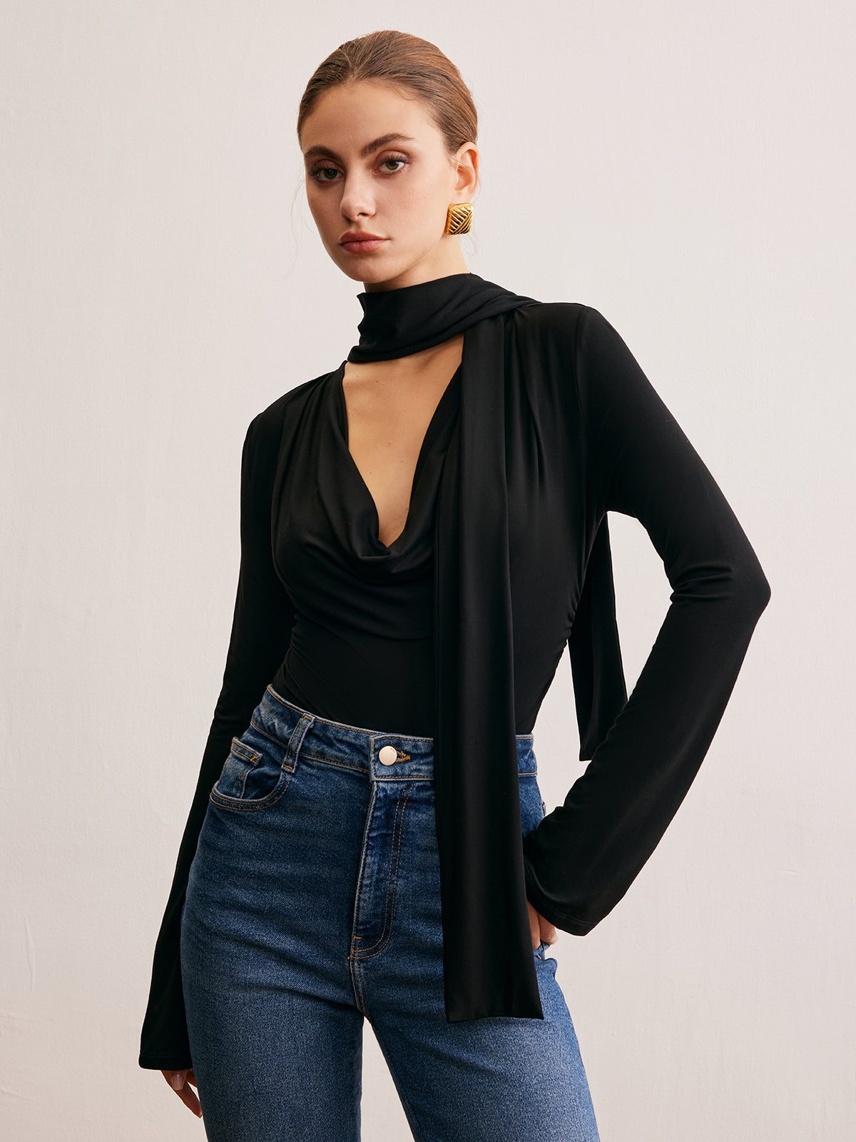 Cora | Elegantes Cowl Neck T-Shirt