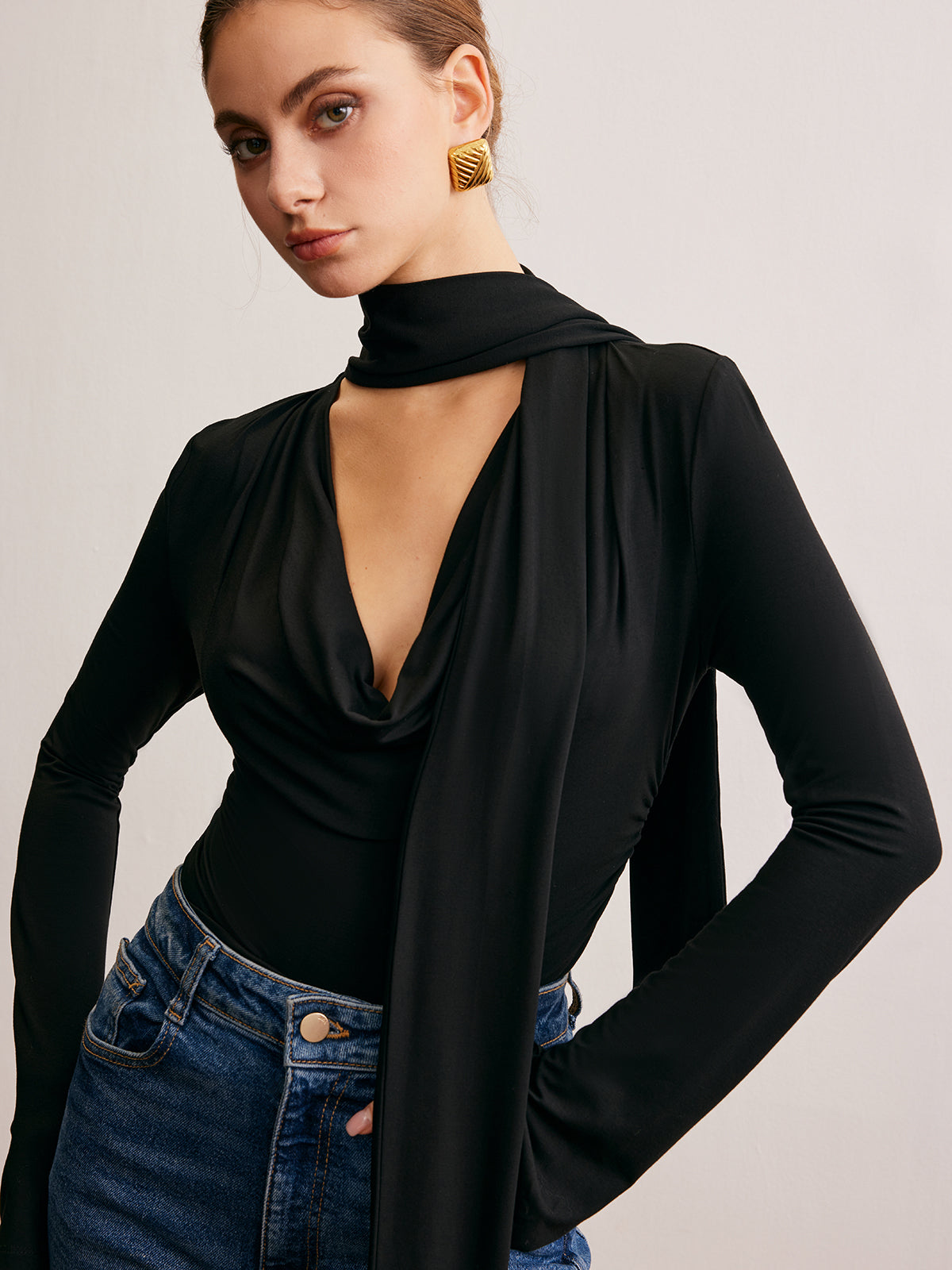 Cora | Elegantes Cowl Neck T-Shirt
