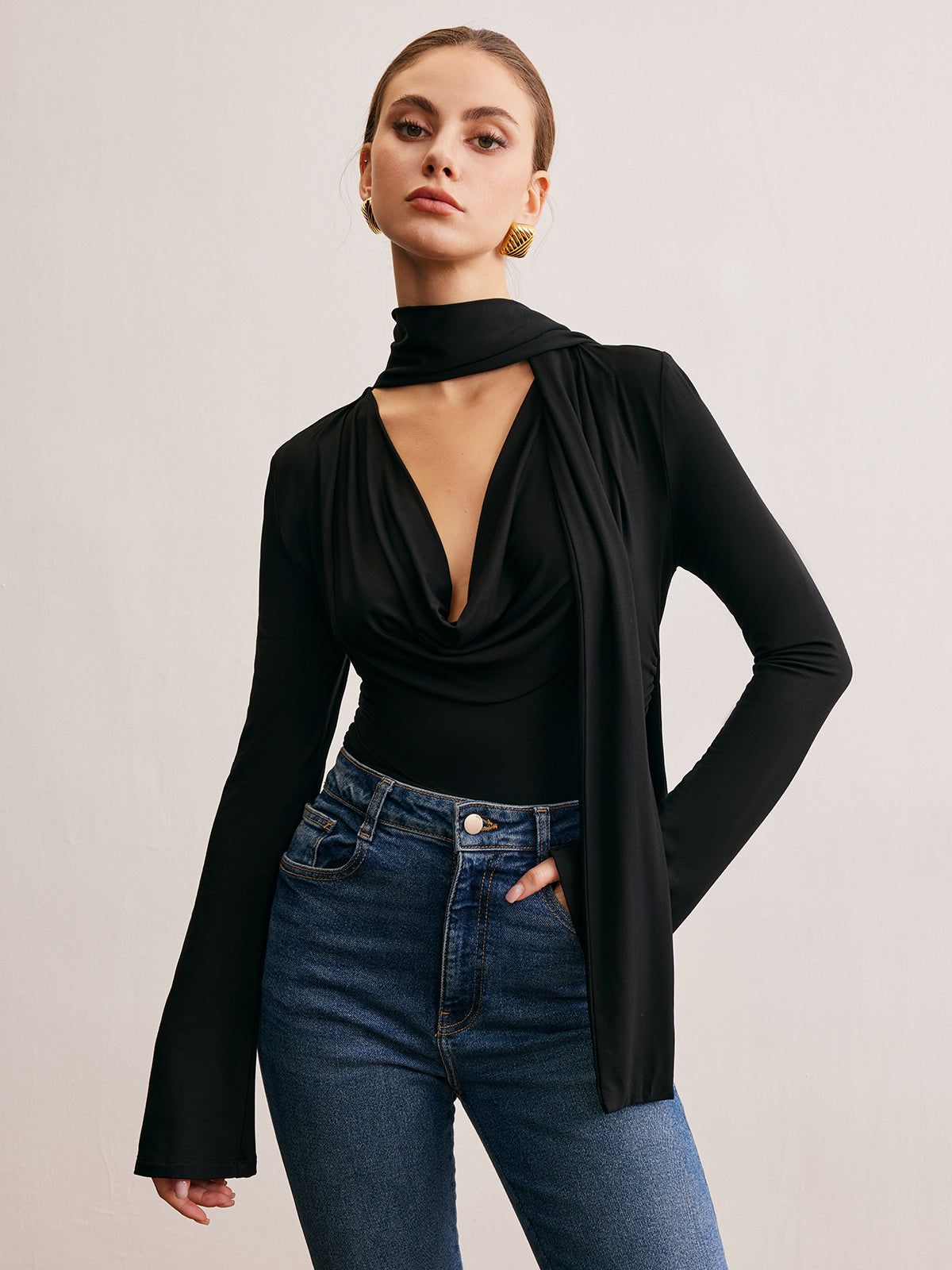 Cora | Elegantes Cowl Neck T-Shirt