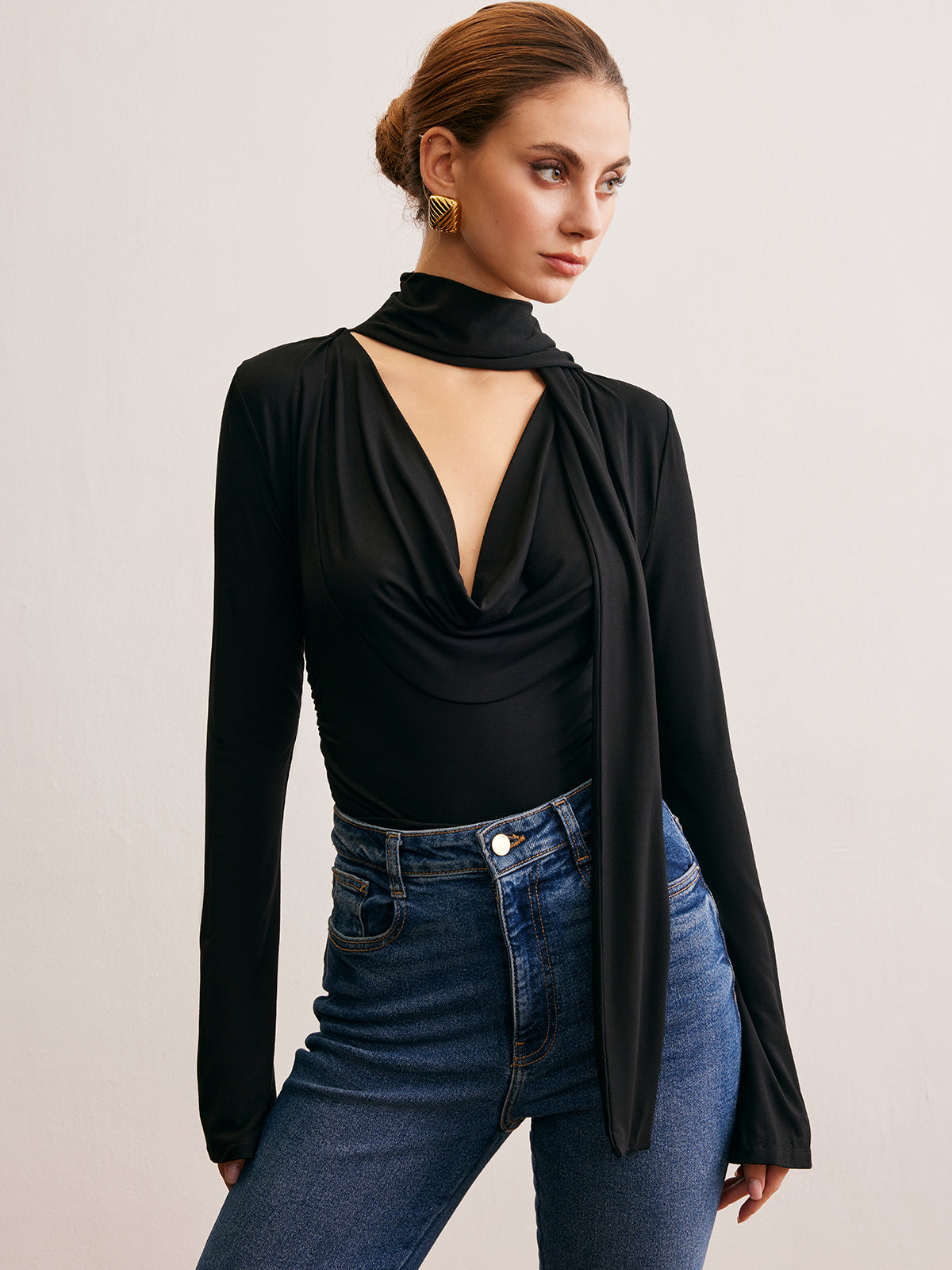 Cora | Elegantes Cowl Neck T-Shirt