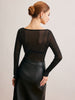 Lisa | Glitzernde Bluse mit Cowl Neck