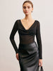 Lisa | Glitzernde Bluse mit Cowl Neck