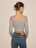Leni | V-Ausschnitt Mesh-Schulter Crop T-Shirt