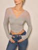 Leni | V-Ausschnitt Mesh-Schulter Crop T-Shirt