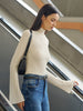 Lina | Mock Neck Plisse Skinny T-Shirt