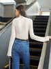 Lina | Mock Neck Plisse Skinny T-Shirt