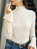 Lina | Mock Neck Plisse Skinny T-Shirt