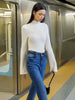 Lina | Mock Neck Plisse Skinny T-Shirt