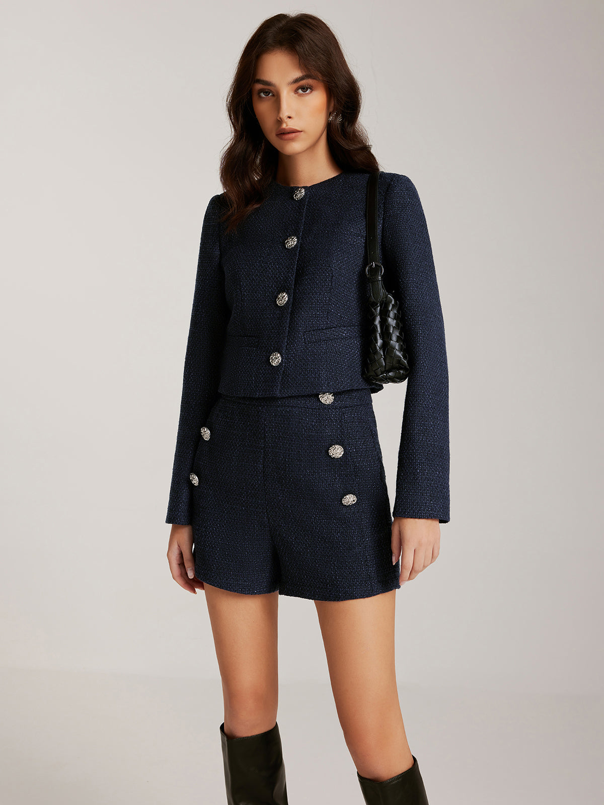 Anna | Elegante Tweed-Shorts mit Knopfdetails