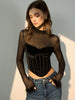 Charlotte | Samt-Tüll-Crop-Bluse