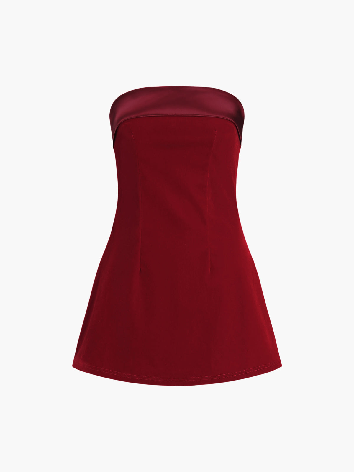 Sofia | Kurzes Satin-Velours-Kleid ohne Träger
