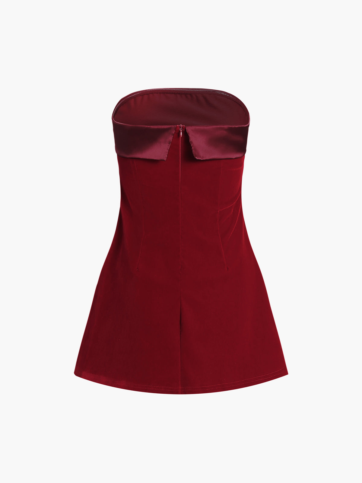 Sofia | Kurzes Satin-Velours-Kleid ohne Träger
