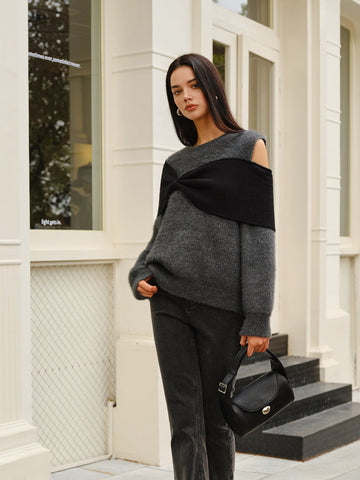 Clara | Eleganter Cold Shoulder Pullover mit Schleife