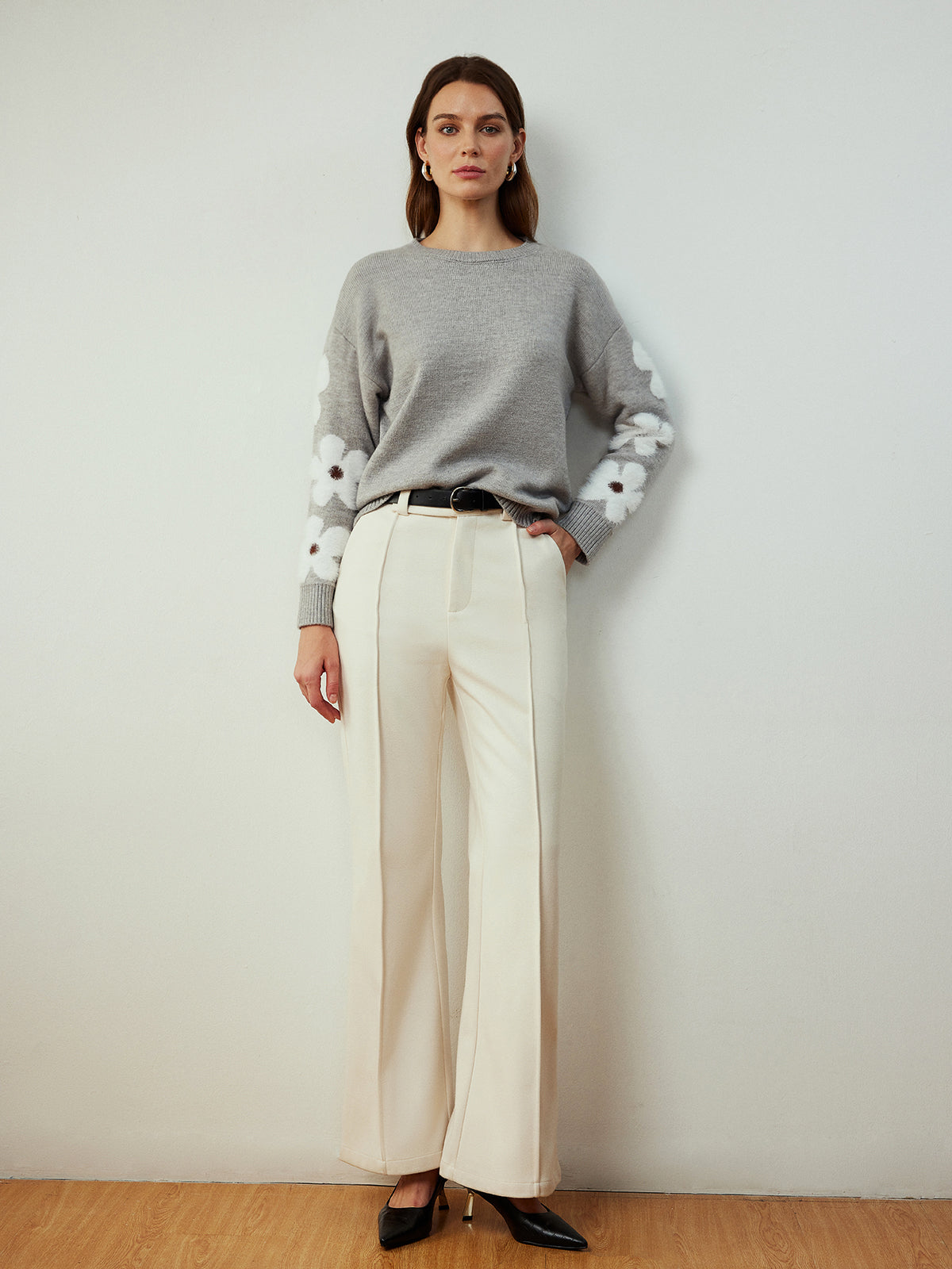 Clara | Jacquard Blüten Stricktop