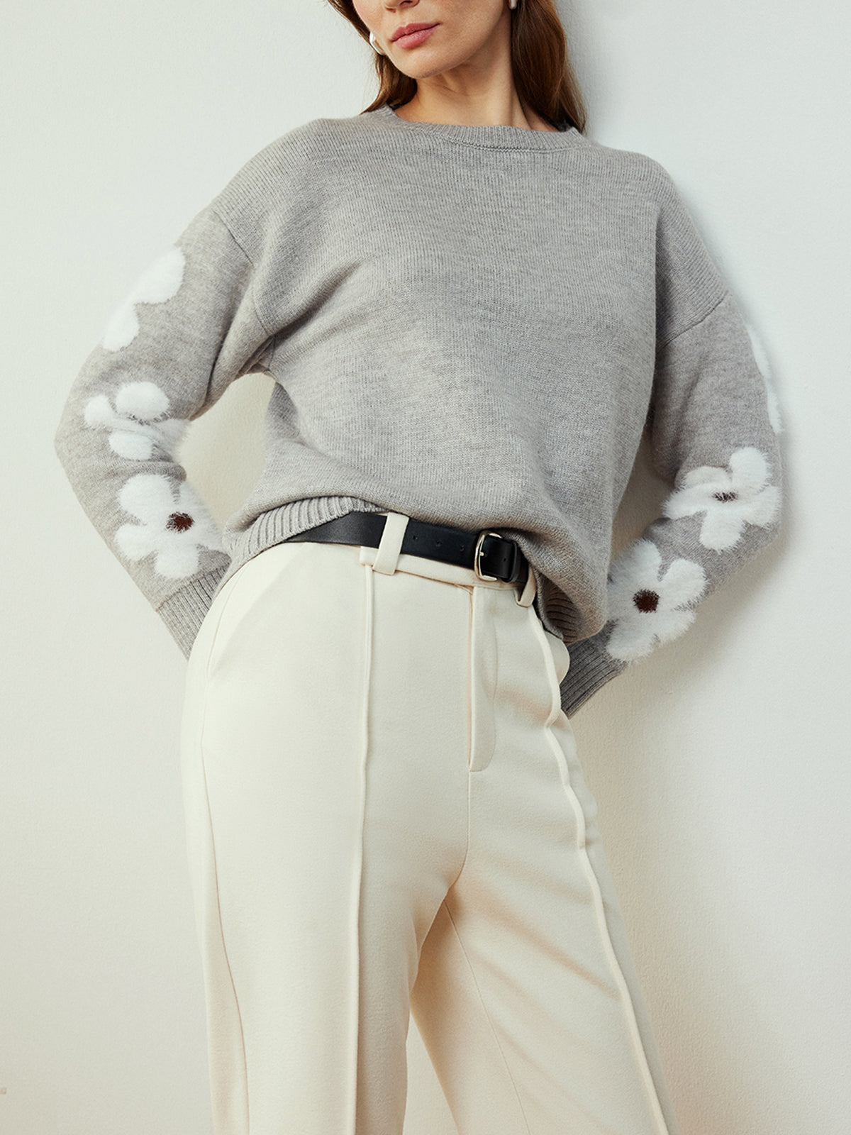 Clara | Jacquard Blüten Stricktop