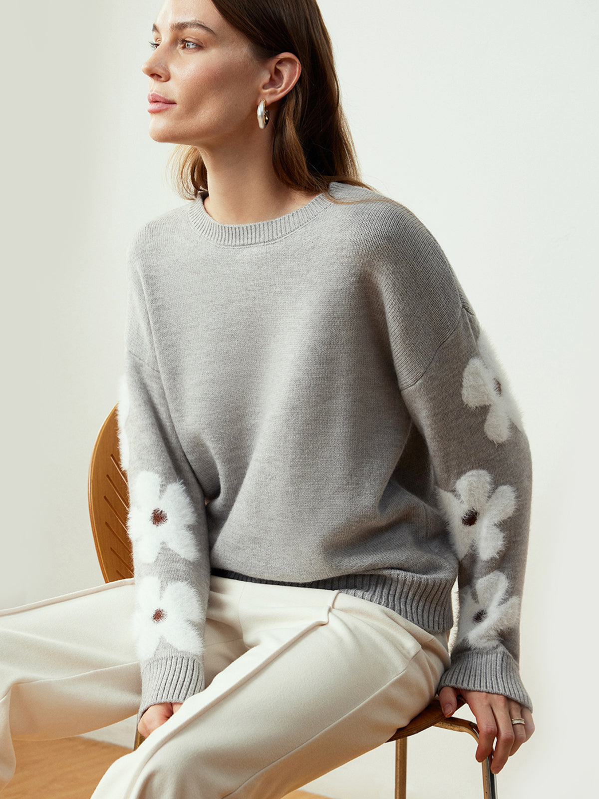 Clara | Jacquard Blüten Stricktop