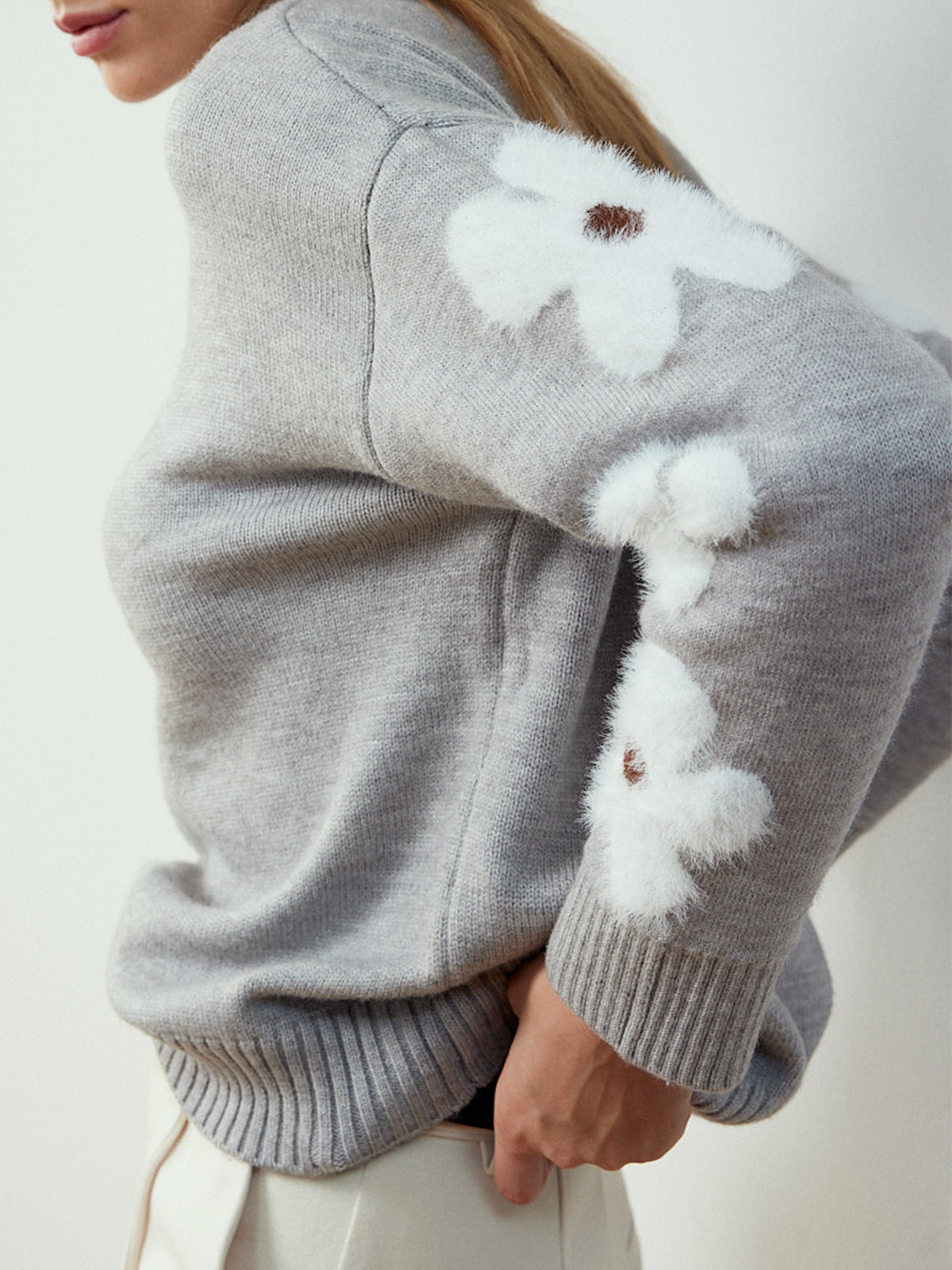 Clara | Jacquard Blüten Stricktop