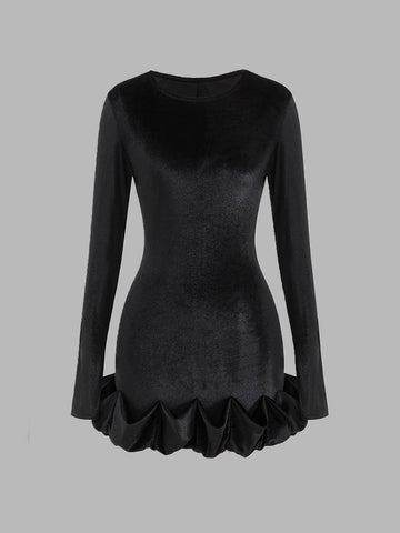 Elegante Erscheinung | Bud-Waist Samtkleid
