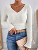 Vicky | V-Ausschnitt Rippstrick Bluse