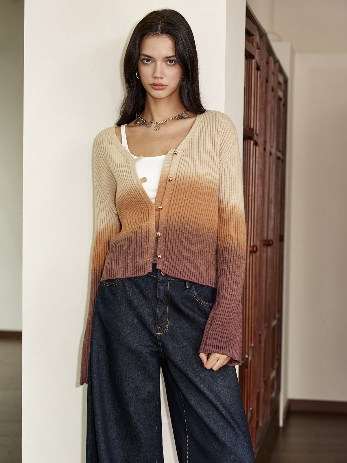 Romy | Romantischer Ombre Button Cardigan