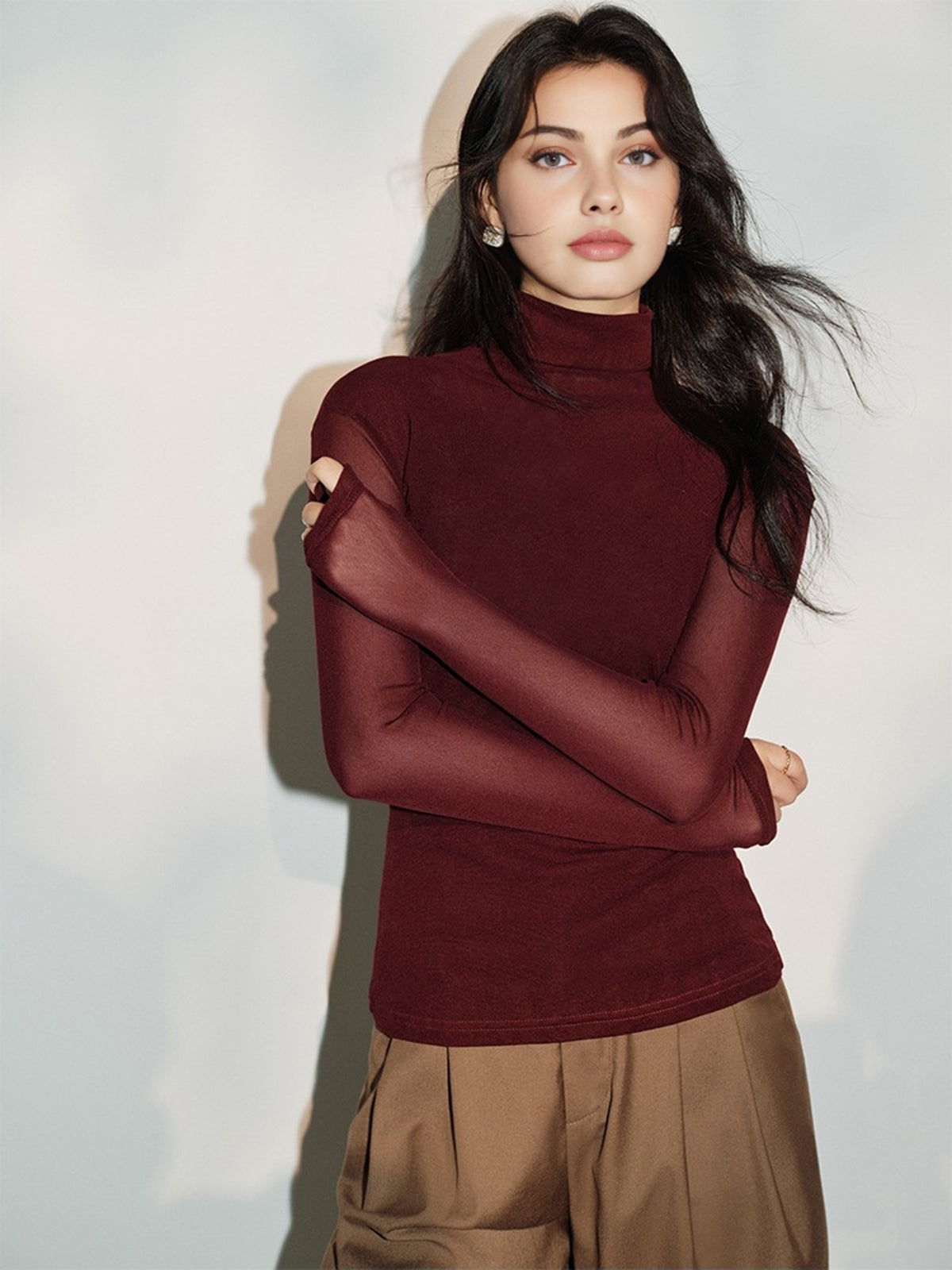 Maxime | Minimalistisches Mock Neck Jersey Oberteil