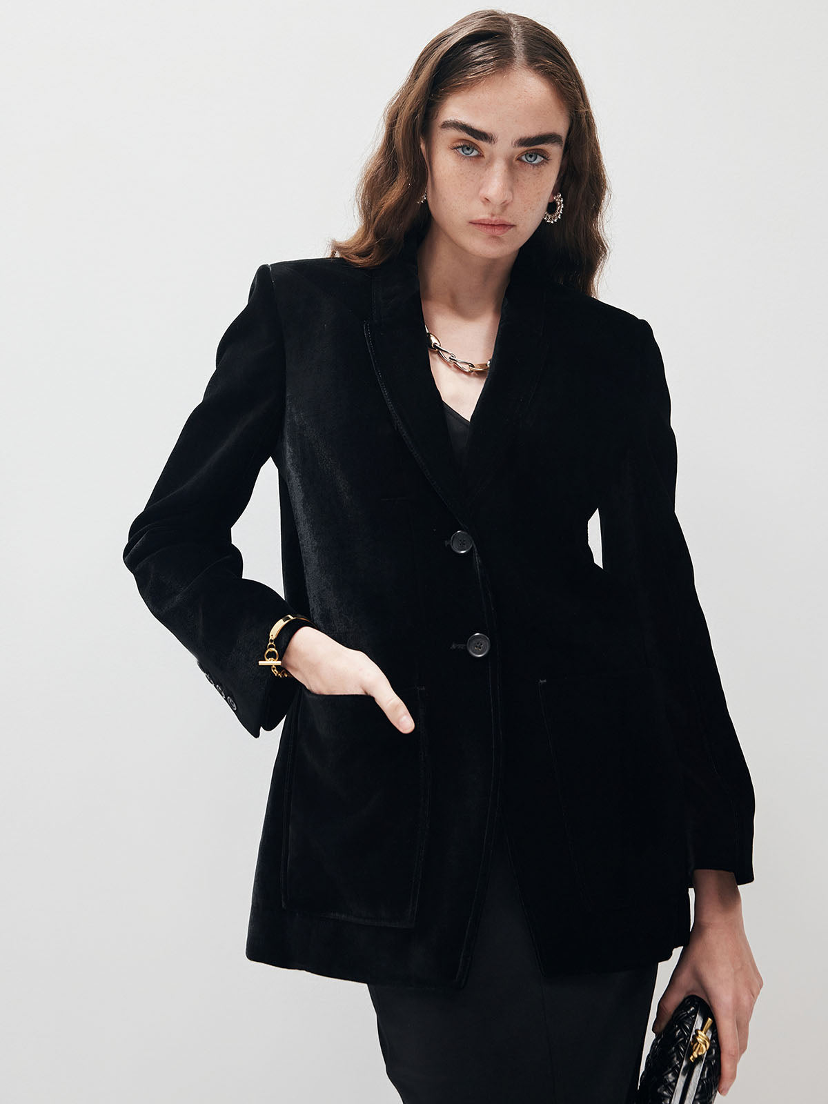 Oliver | V-Ausschnitt Samt Blazer