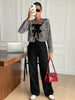 Eleganz | Leopard bedruckte Jersey-Bluse mit Schleife vorne