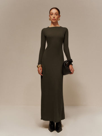 Clara | Elegantes Maxikleid ohne Gürtel mit Lettuce Trim