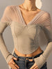 Leni | V-Ausschnitt Mesh-Schulter Crop T-Shirt