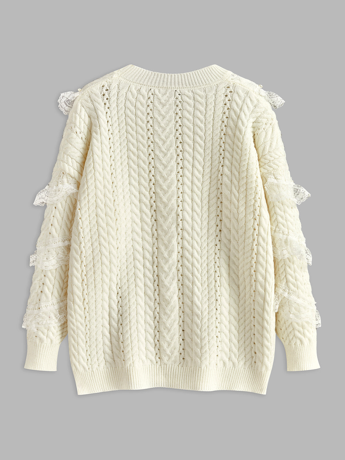 Clara | Romantischer Pullover mit Spitzenrand und Perlen