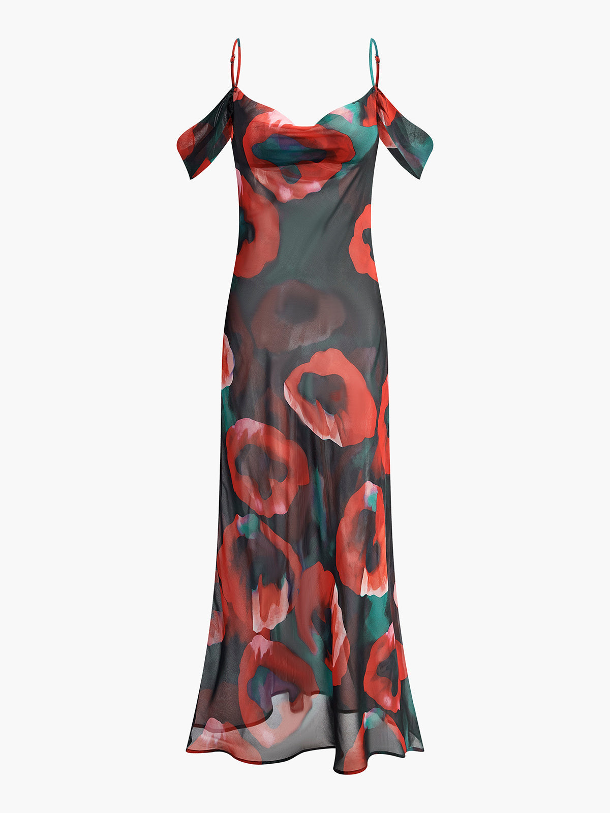 Mara | Durchscheinendes Blumenkleid mit Spaghettiträgern