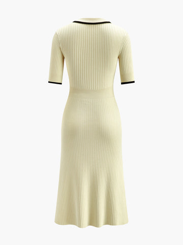 Mila | Kontrastbesetztes Midi-Kleid mit kurzem Ärmel