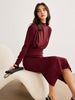 Lena | Plissiertes Jerseykleid mit Stehkragen