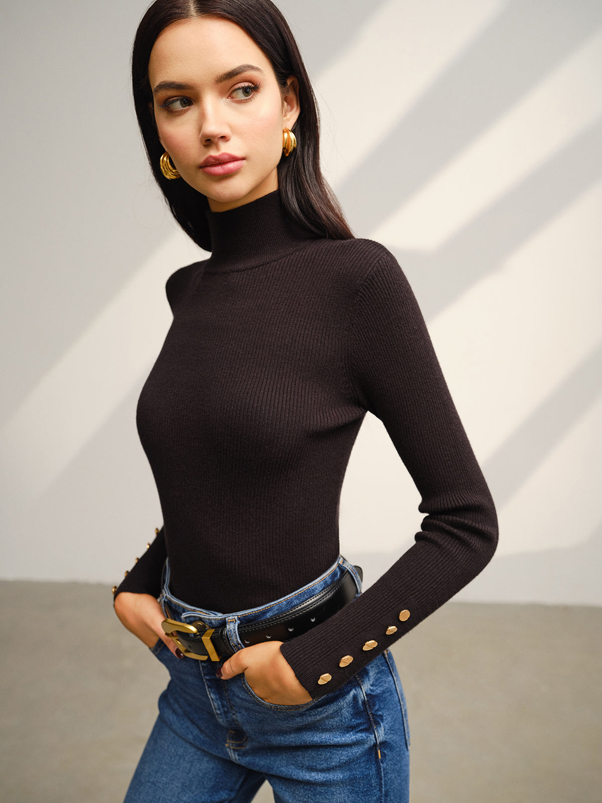 Max | Vielseitiger Mock Neck Skinny Sweater