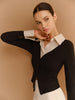 Clara | 2-in-1 Knopf Split-Kragen Bluse