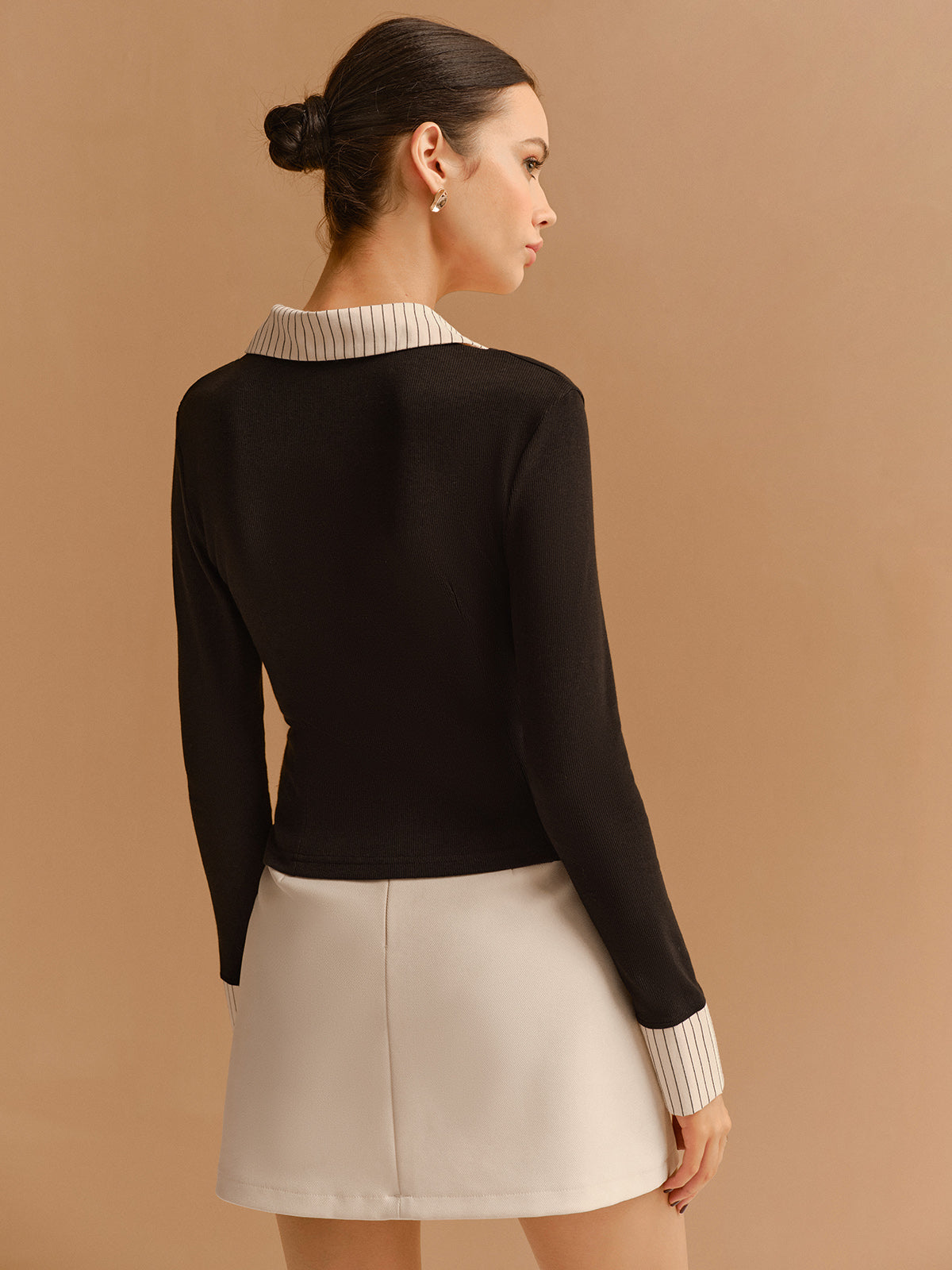 Clara | 2-in-1 Knopf Split-Kragen Bluse