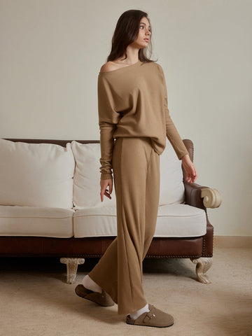 Mia | Elegantes Ribbed Drawstring Shift Pants Set