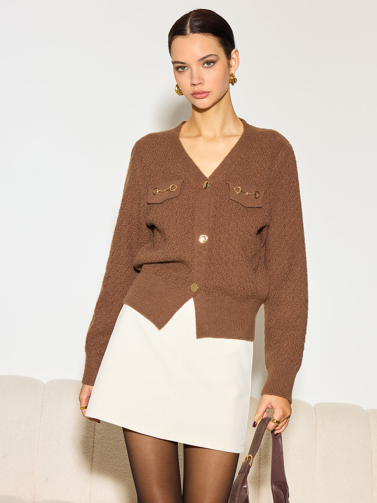 Julia | Eleganter Kurz-Cardigan mit Metall-Details