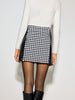 Clara | Eleganter Houndstooth High-Waist Kunstlederrock