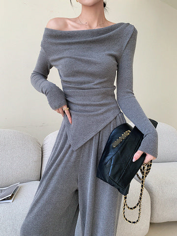 Kira | Asymmetrisches Drapiertes Hosen-Set
