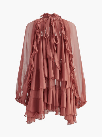 Emilia | Semitransparentes Rüschenshirt Kleid