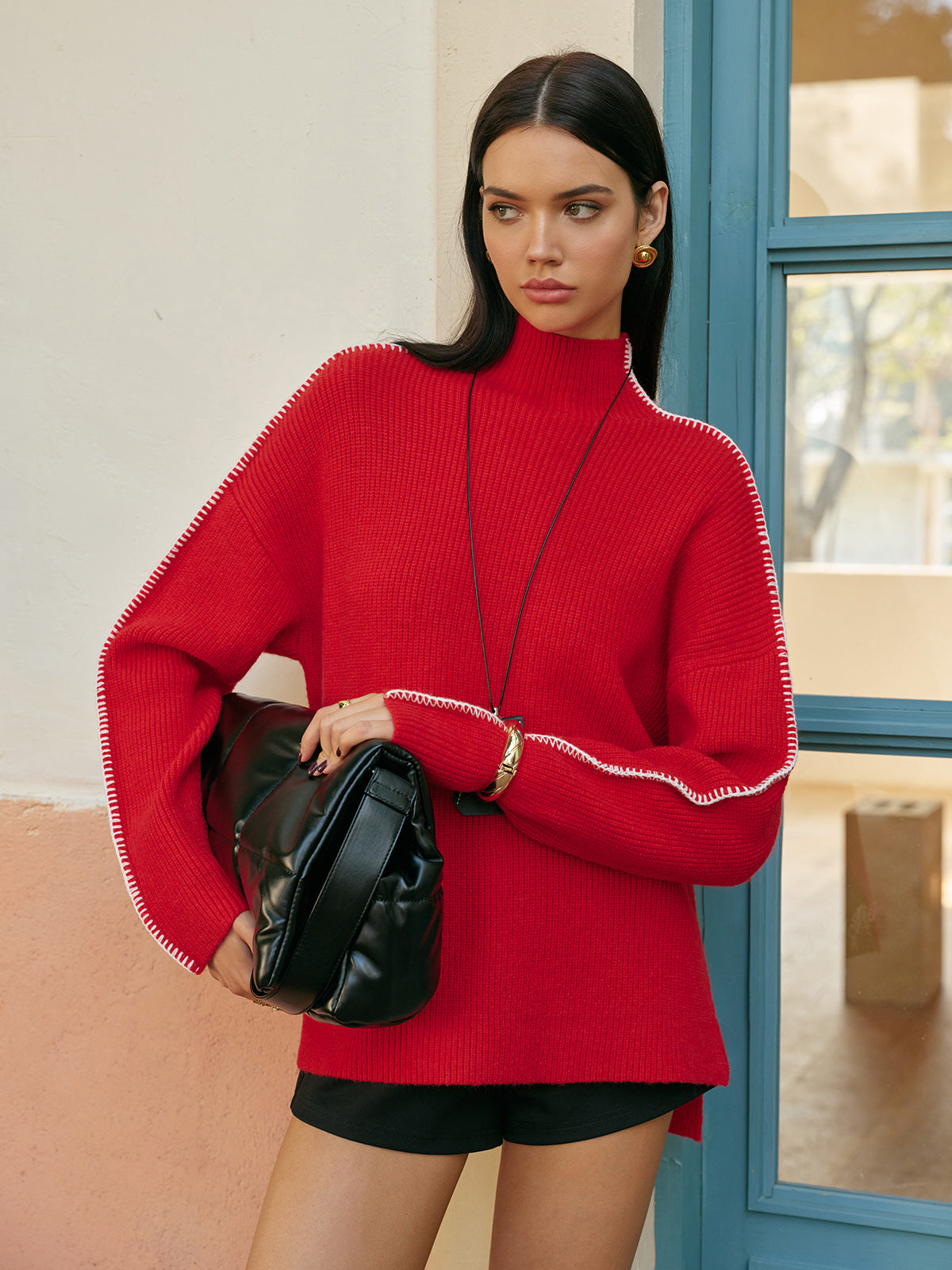 Max | Stilvoller Mock Neck Pullover mit Kontrastdetails