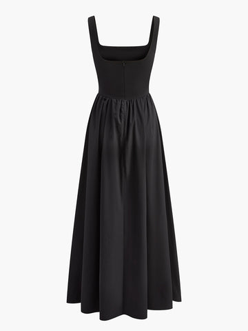 Clara | Gefaltetes Maxikleid mit Reißverschluss und Trägern